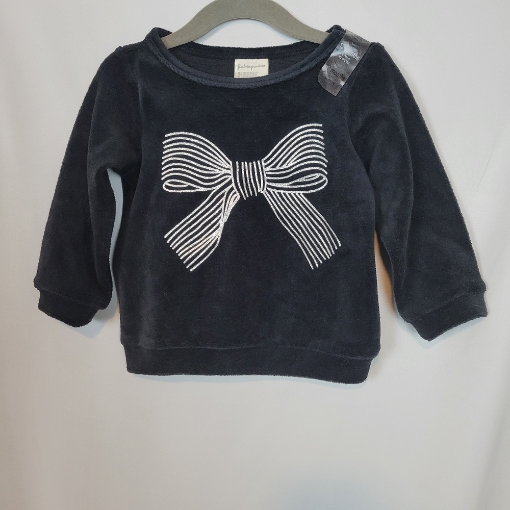 NEW - First Impressions Girl's Top in Black w/Silver Bow Design (various sizes)